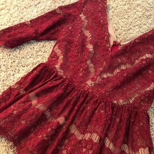 Anthropologie maroon lace top